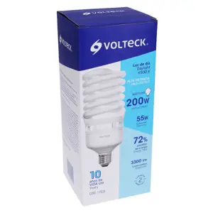 Volteck Lámpara espiral T4 55 W alta potencia luz de día, caja