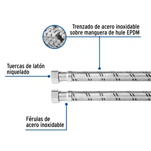 Manguera para boiler, acero inox, 1/2