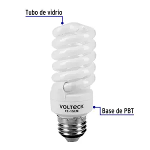 Lámpara espiral mini T2 15 W luz cálida en blíster, Volteck