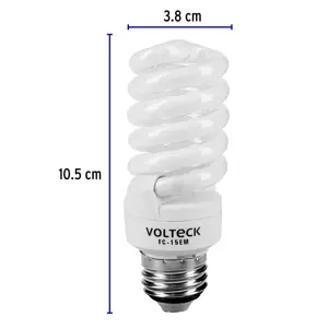 Lámpara espiral mini T2 15 W luz cálida en blíster, Volteck