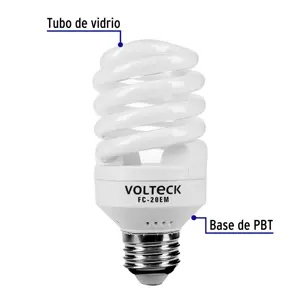 Lámpara espiral mini T2 20 W luz cálida en blíster, Volteck