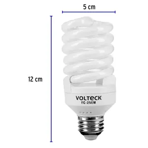 Lámpara espiral mini T2 25 W luz cálida en blíster, Volteck