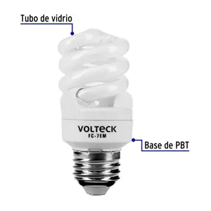 Lámpara espiral mini T2 7 W luz cálida en blíster, Volteck