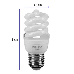 Lámpara espiral mini T2 9 W luz cálida en blíster, Volteck