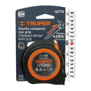 Truper Flexómetro compacto contra impactos 5.5 m cinta 25 mm