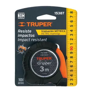 Truper Flexómetro contra impactos 3 m cinta 13 mm grad. métrica