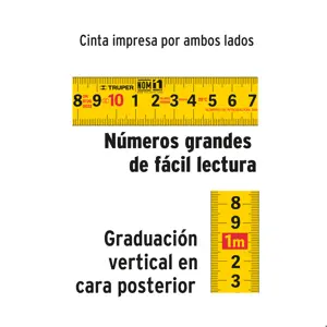 Truper Flexómetro contra impactos 3 m cinta 13 mm grad. métrica