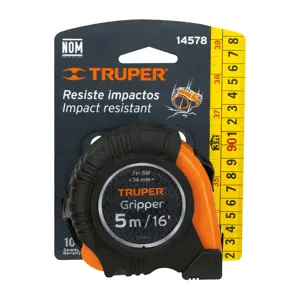 Flexómetro Gripper contra impactos 5 m cinta 19 mm, Truper