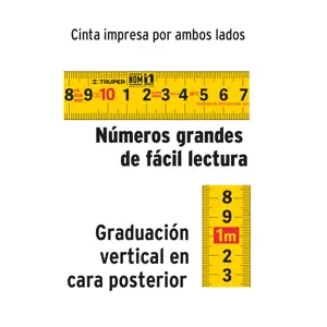 Truper Flexómetro contra impactos 5 m cinta 19 mm grad. métrica