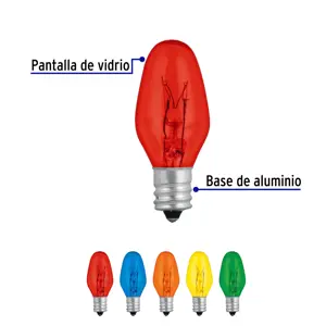 Volteck Caja con 50 focos incandescentes de colores base E12 7.5W