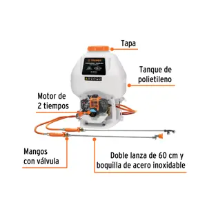 Fumigador de 25 L con motor a gasolina de 2 tiempos, Truper