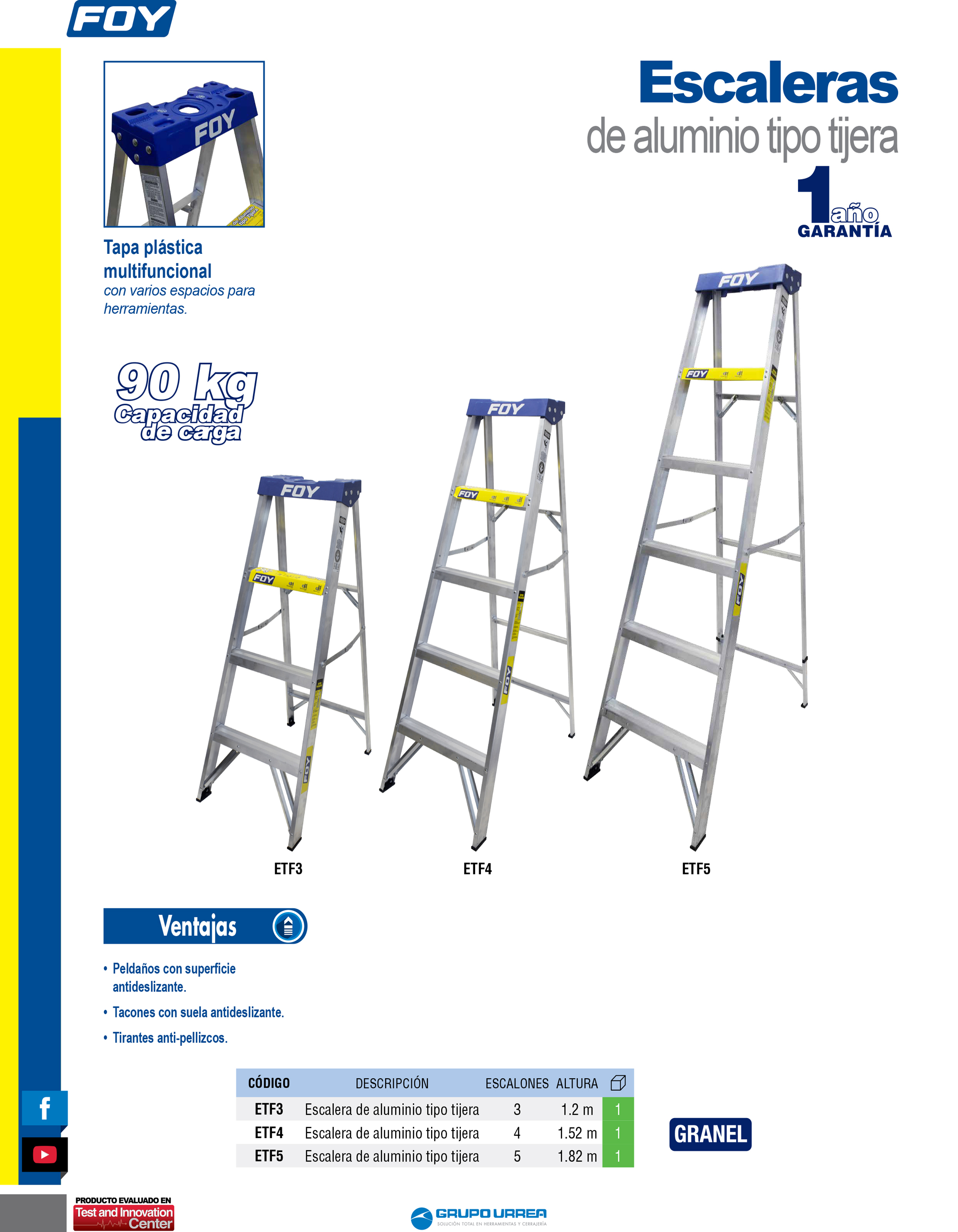 Foy Etf Etf Truper Escalera De Tijera Tipo Iii De Aluminio Y Tapa Pl Stica Con Pelda Os Foy