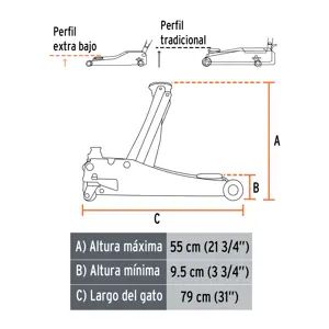 Truper Gato hidráulico profesional de patín,3.5t, elevación rápida