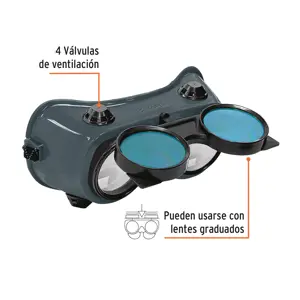 Gafas p/soldar c/4 válvulas de ventilación, sombra 6, TRUPER