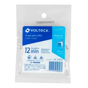 Volteck Bolsa con 20 grapas blancas de 12 mm para cable redondo