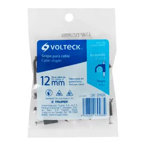 Volteck Bolsa con 20 grapas negras de 12 mm para cable redondo