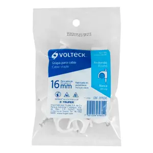 Volteck Bolsa con 20 grapas blancas de 16 mm para cable redondo