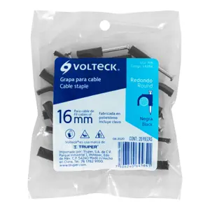 Volteck Bolsa con 20 grapas negras de 16 mm para cable redondo