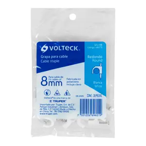 Volteck Bolsa con 20 grapas blancas de 8 mm para cable redondo