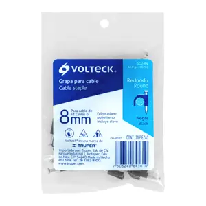 Volteck Bolsa con 20 grapas negras de 8 mm para cable redondo