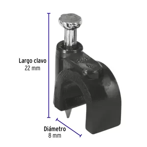 Volteck Bolsa con 20 grapas negras de 8 mm para cable redondo