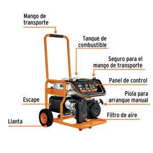 Generador portátil 8 kW motor a gasolina, Truper