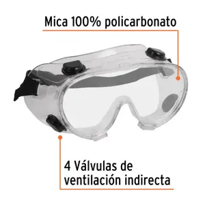 Truper Goggles de seguridad con válvulas de ventilación indirecta