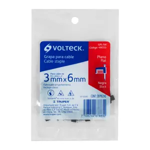 Volteck Bolsa con 20 grapas negras de 3 x 6 mm para cable plano