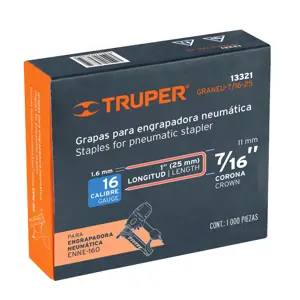 Truper Caja con 1000 grapas corona 7/16