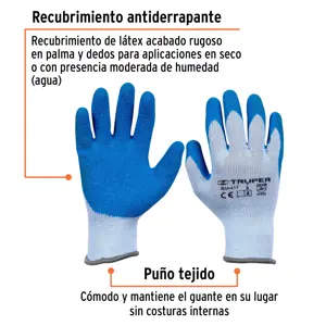 Guantes de poliéster recubiertos de latex, CH, Truper