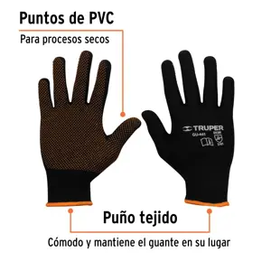 Guantes de poliéster con puntos de PVC en palma, CH, Truper