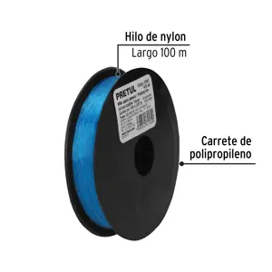 Pretul Carrete con 100 m de hilo para pesca azul calibre 0.40 mm