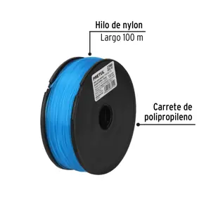 Pretul Carrete con 100 m de hilo para pesca azul calibre 0.90 mm