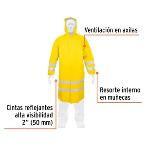 Gabardina impermeable doble capa con reflejante, G, Truper