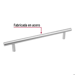 Jaladera de acero, 192mm, línea Cilindro, níquel, HERMEX