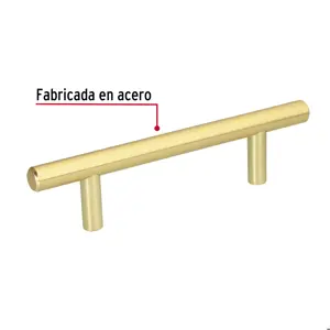 Hermex Jaladera de acero, 96mm, línea Cilindro, latón brillante