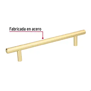 Hermex Jaladera de acero, 160mm, línea Cilindro, latón brillante