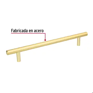 Hermex Jaladera de acero, 192mm, línea Cilindro, latón brillante