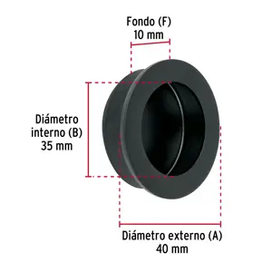 Hermex Jaladera de embutir circular No. 3 acabado negro