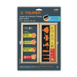 Juego de 6 brocas para router, Truper