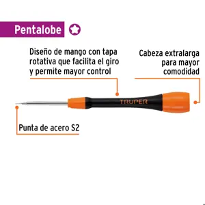 Truper Desarmador de precisión pentalobe PL1 mango ergonómico