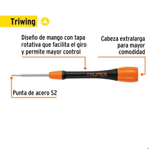 Truper Desarmador de precisión punta triwing Y000 mango ergonómico