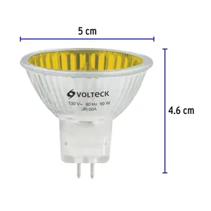 Lámpara de halógeno amarillo 50 W tipo MR16 en caja, Volteck