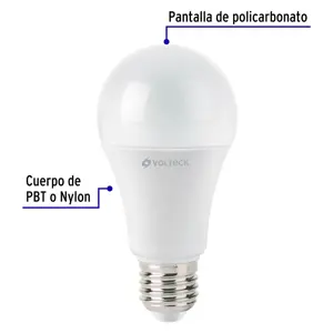 Lámpara LED A19 14 W (equiv. 100 W) luz cálida, caja Volteck