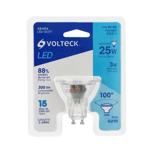 Volteck Lámpara trans. de LED 3 W MR16 base GU10 luz de día, blíster