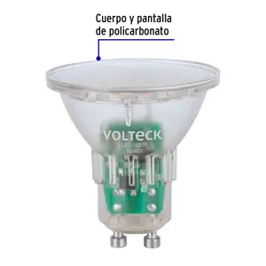 Volteck Lámpara trans. de LED 3 W MR16 base GU10 luz de día, blíster