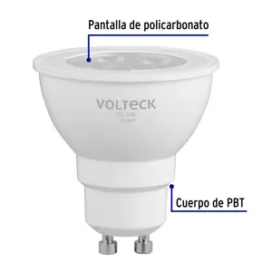 Volteck Lámpara de LED 4 W tipo MR 16 base GU10 luz de día, blíster