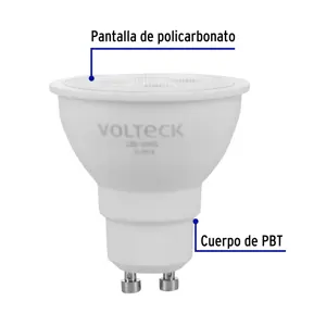 Volteck Lámpara de LED 4 W tipo MR 16 base GU10 luz cálida, blíster