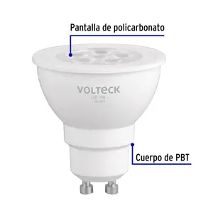 Volteck Lámpara de LED 6 W tipo MR 16 base GU10 luz de día, blíster