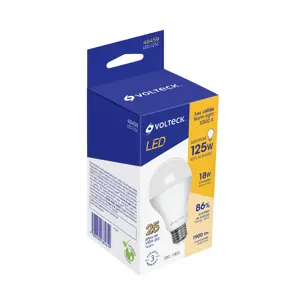 Lámpara LED A25 18 W (equiv. 125 W) luz cálida, caja Volteck